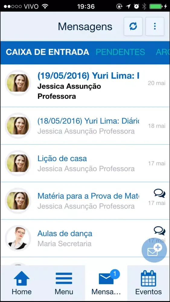 Capturas de tela do CECAT