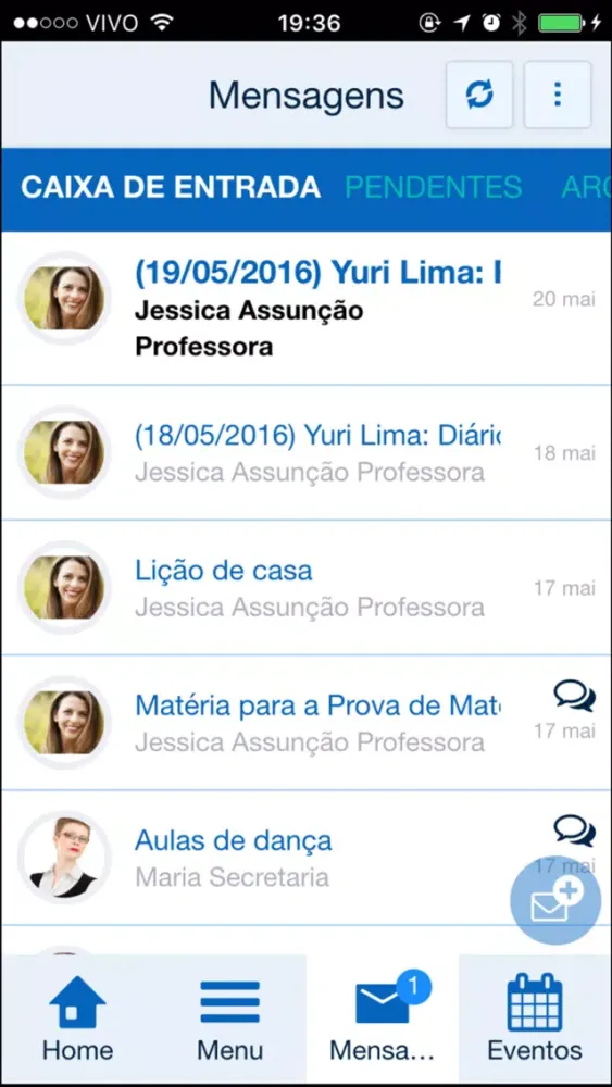 Capturas de tela do Colégio Ultra