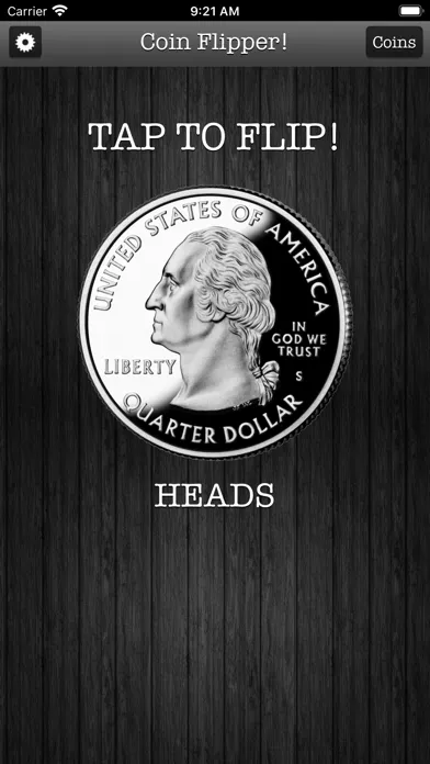 Capturas de tela do Flip a Coin App
