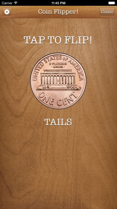 Capturas de tela do Flip a Coin App