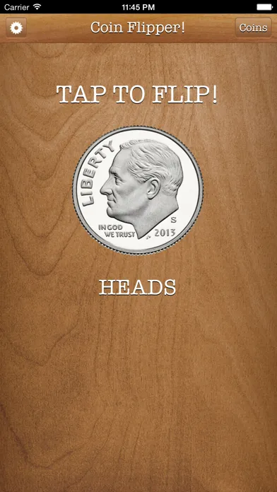 Capturas de tela do Flip a Coin App