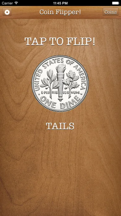 Capturas de tela do Flip a Coin App