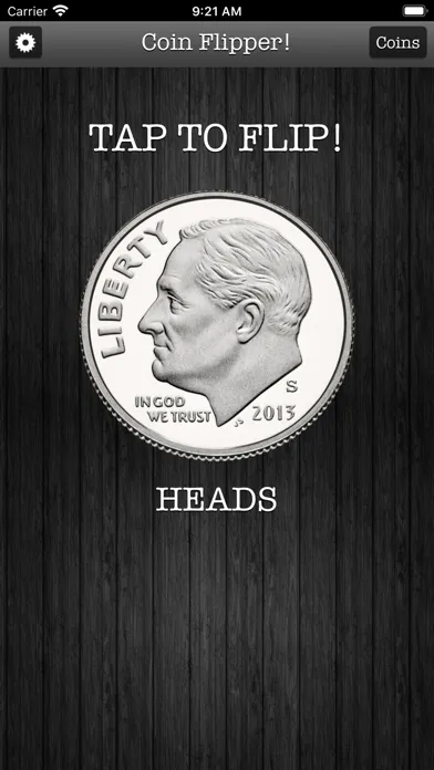 Capturas de tela do Flip a Coin App