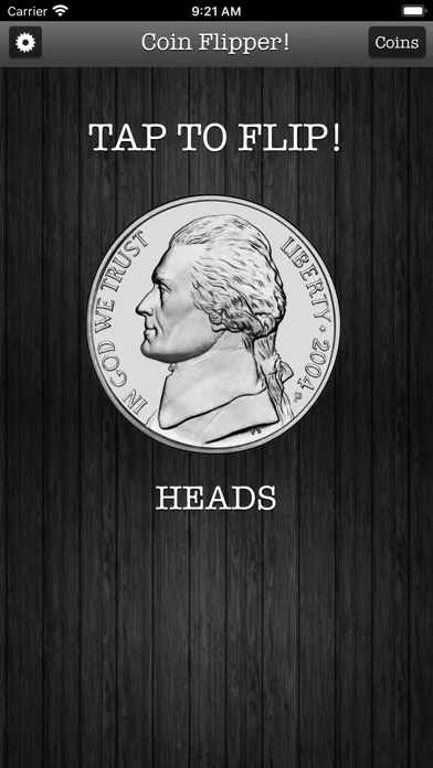 Capturas de tela do Flip a Coin App