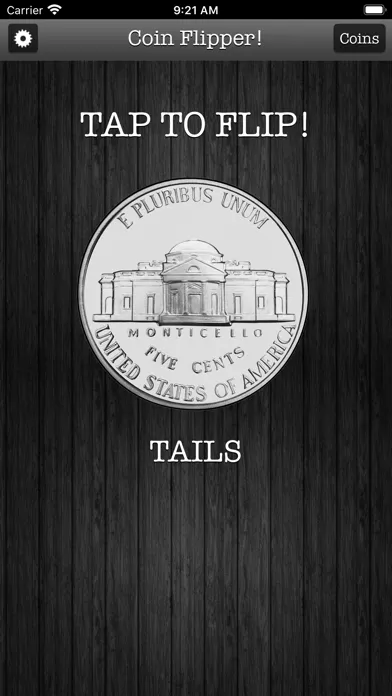 Capturas de tela do Flip a Coin App