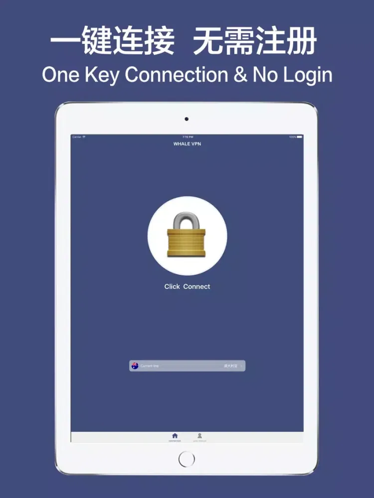 Tangkapan layar Whalevpn . Client[security&anonymous] iPad 