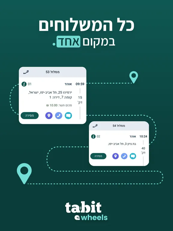 Tabit Wheels | שליחים iPad  Screenshots