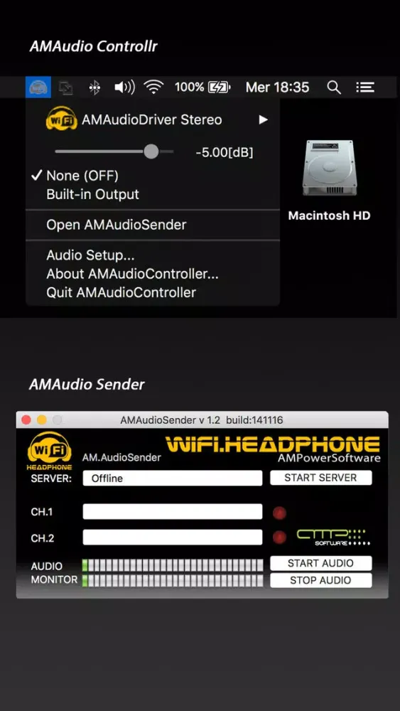 Capturas de tela do WiFiHeadPhone