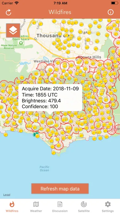 Tangkapan skrin Wildfire - Fire Map Info