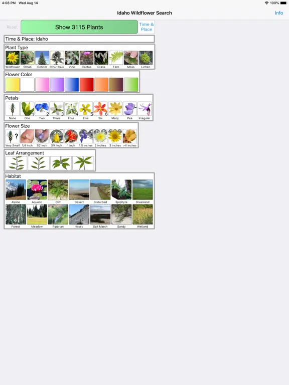 Idaho Wildflower Search iPad 應用截圖
