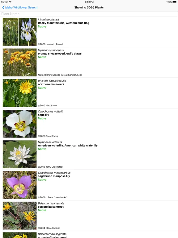 Idaho Wildflower Search iPad 應用截圖