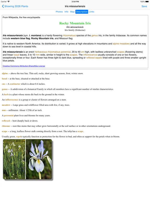 Idaho Wildflower Search iPad 應用截圖