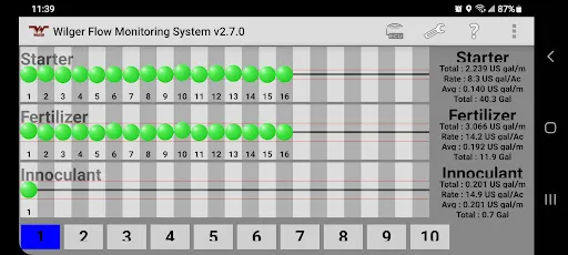 ภาพหน้าจอของ Wilger Flow Monitoring System