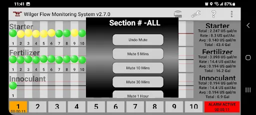ภาพหน้าจอของ Wilger Flow Monitoring System