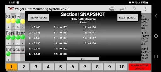 ภาพหน้าจอของ Wilger Flow Monitoring System