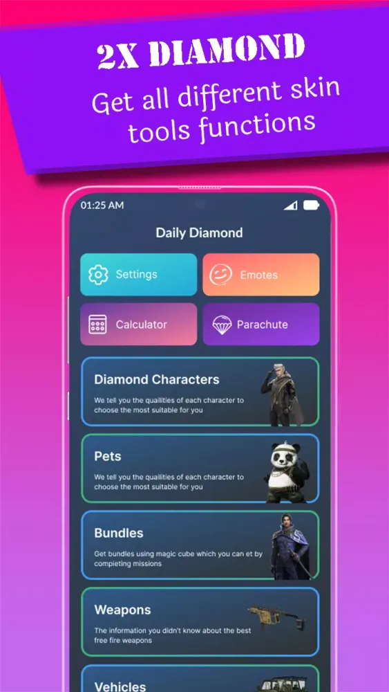 Capturas de tela do 2X Get Daily Diamond Guide