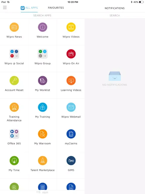 Tangkapan layar myWipro Mobile iPad