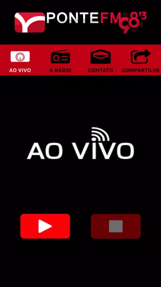 Capturas de tela do Rádio Ponte FM