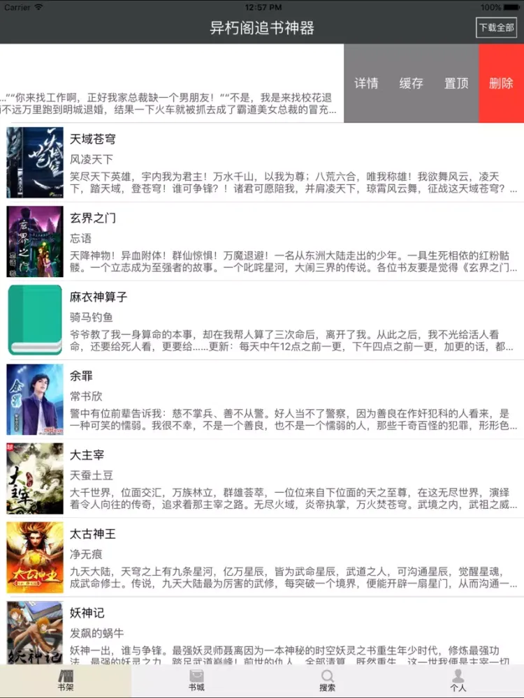 Capturas de tela do 风华阅读 iPad 
