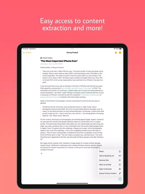 The Unreader: a Feedbin Client iPad 应用截图