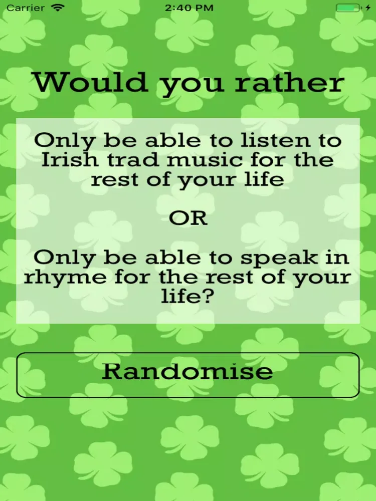 Zrzuty ekranu Would You Rather Irish Edition iPad 
