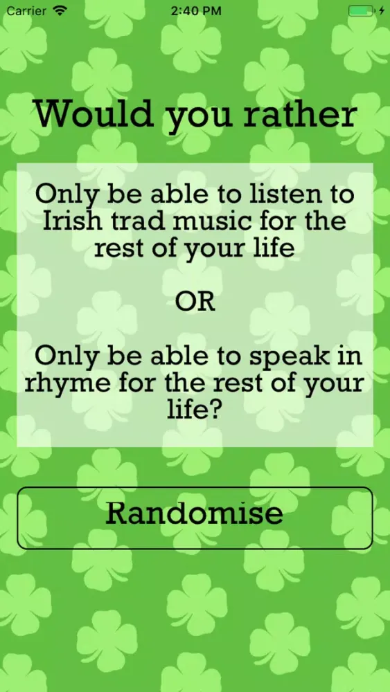 Zrzuty ekranu Would You Rather Irish Edition