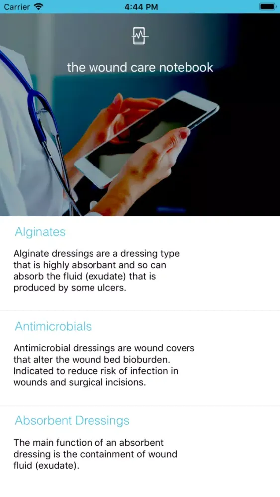 ภาพหน้าจอของ The Wound Care Notebook