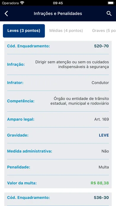 Captures d'écran de Legislação de Trânsito