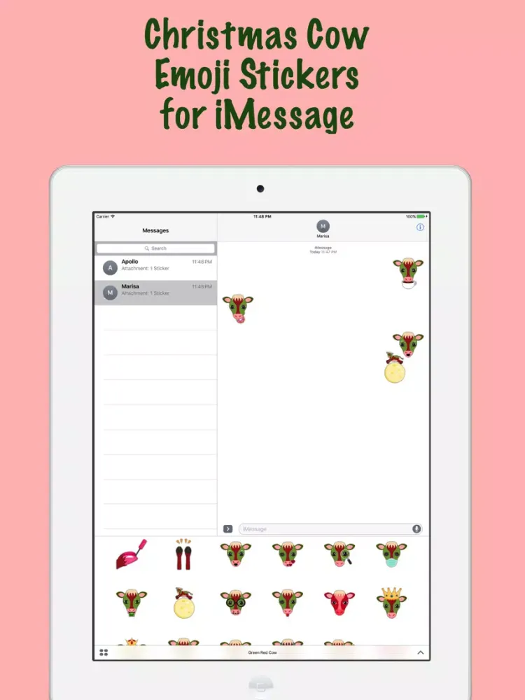Ảnh chụp màn hình của Christmas Cow Emoji Stickers iPad 