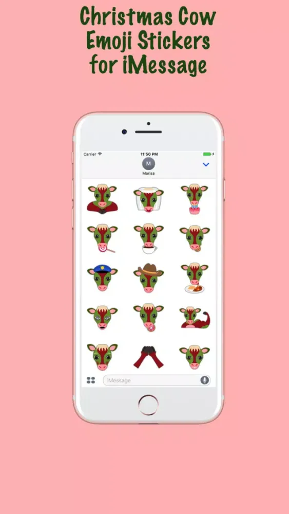 Ảnh chụp màn hình của Christmas Cow Emoji Stickers