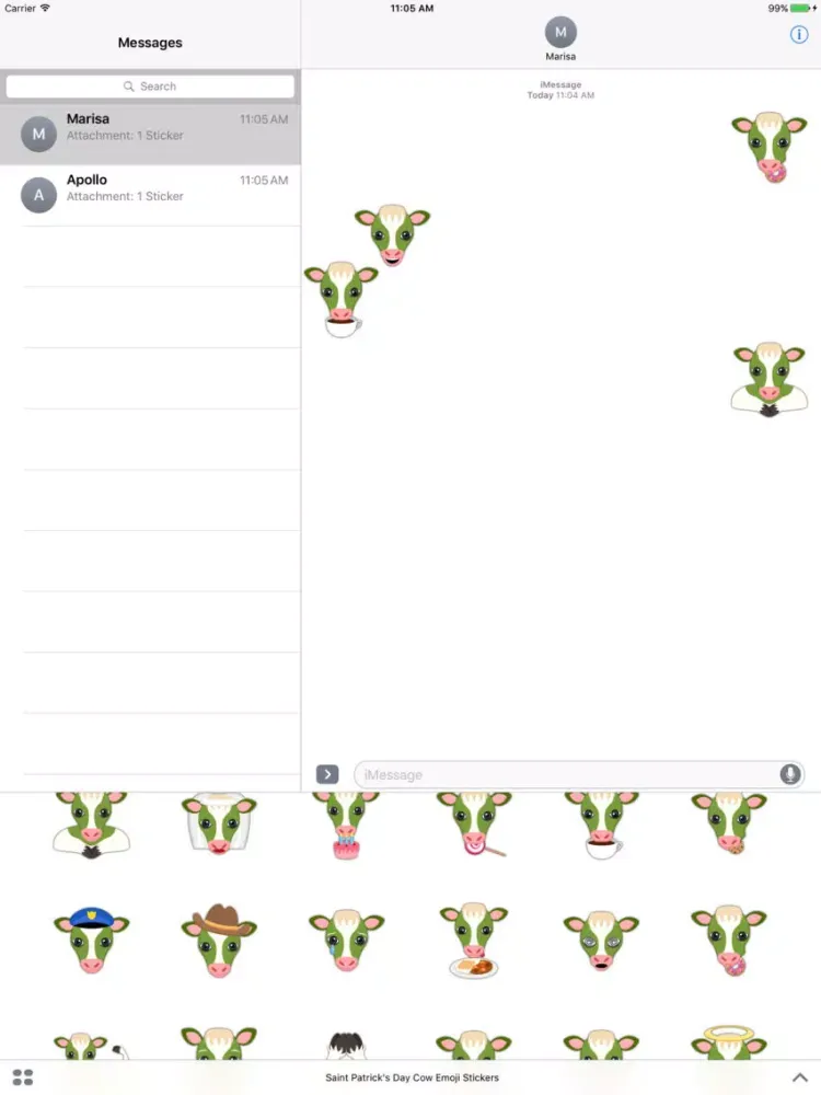 Saint Patrick's Day Cow Emoji Stickers iPad  سکرین شاٹس