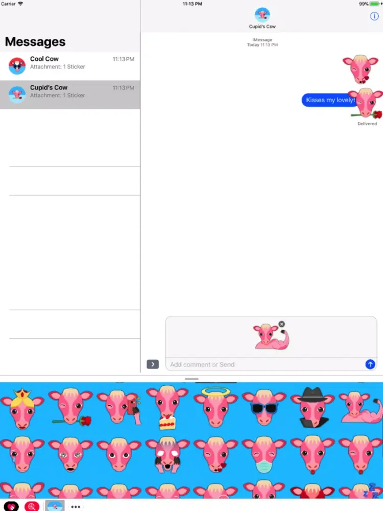 Cupid's Valentine's Day Cow iPad Screenshots