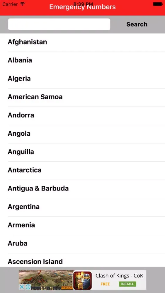 Emergency Numbers Worldwide 스크린샷