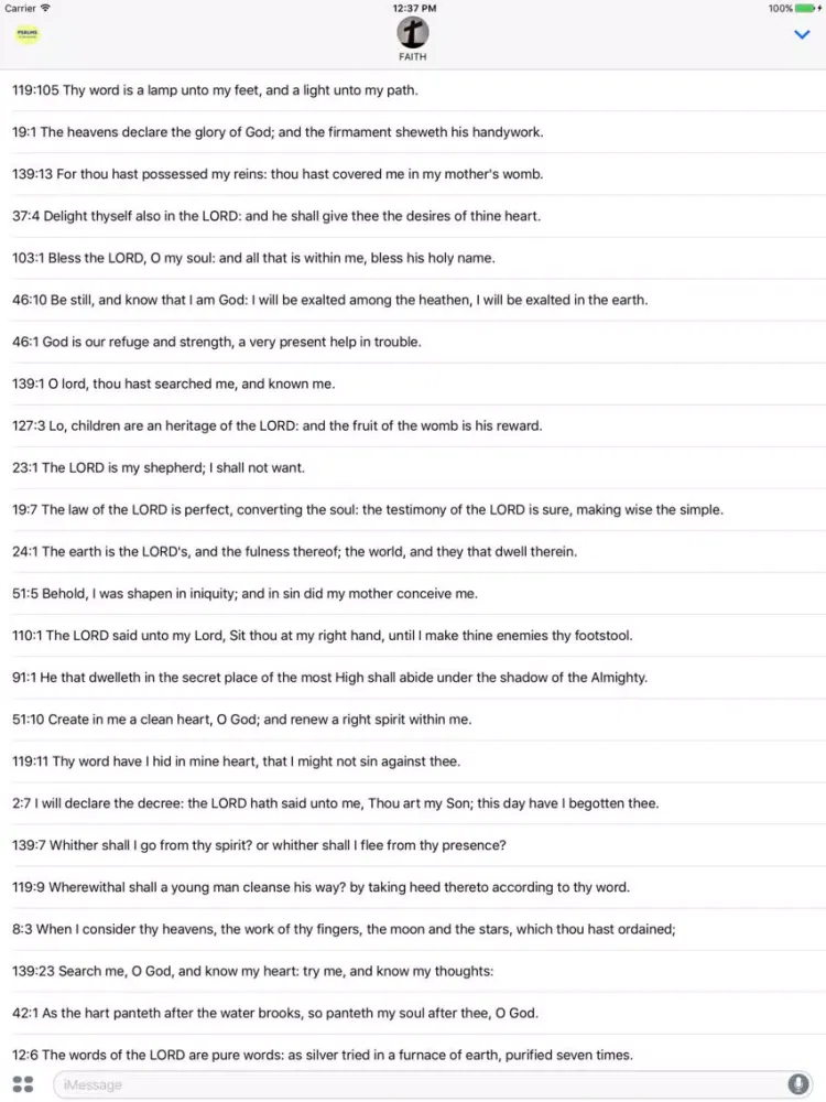 PSALMS Verses for iMessage Texts (KJV) iPad  स्क्रीनशॉट