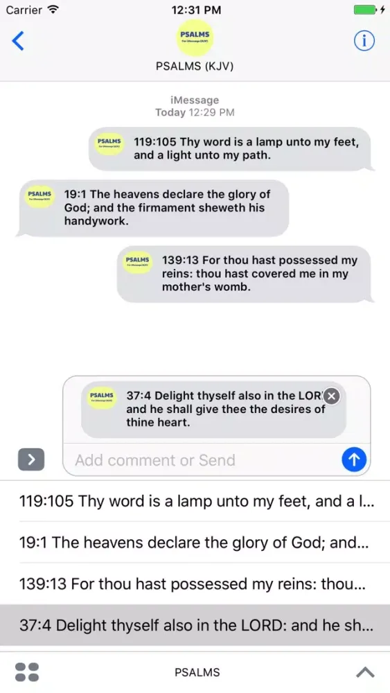 PSALMS Verses for iMessage Texts (KJV) स्क्रीनशॉट