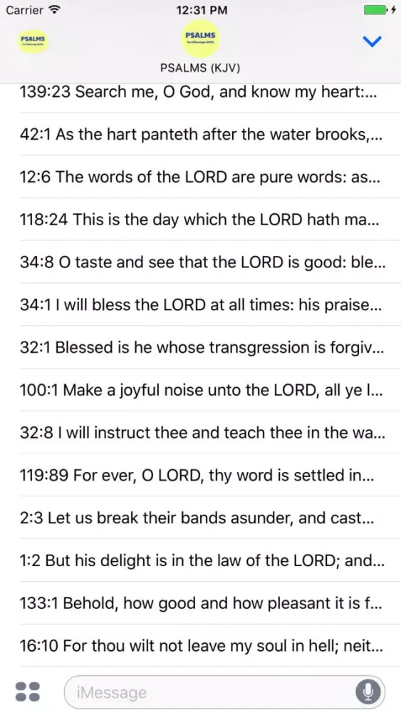 PSALMS Verses for iMessage Texts (KJV) स्क्रीनशॉट
