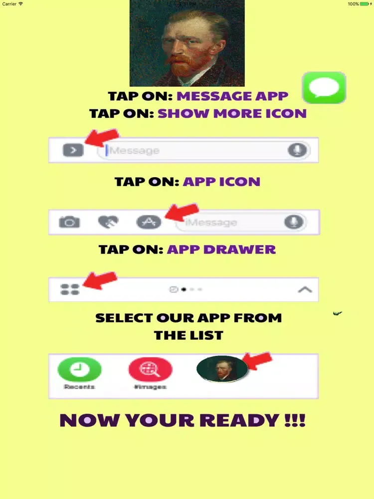 What Would Vincent Van Gogh Say? for iMessage iPad  Screenshots