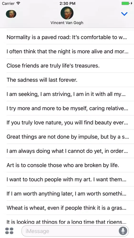 What Would Vincent Van Gogh Say? for iMessage Screenshots