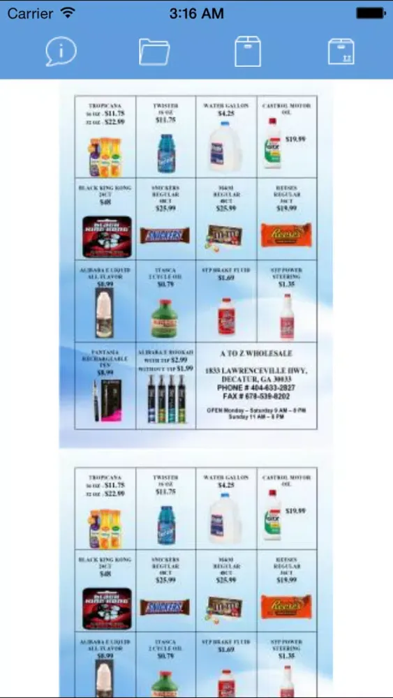 Ảnh chụp màn hình của A To Z Wholesale