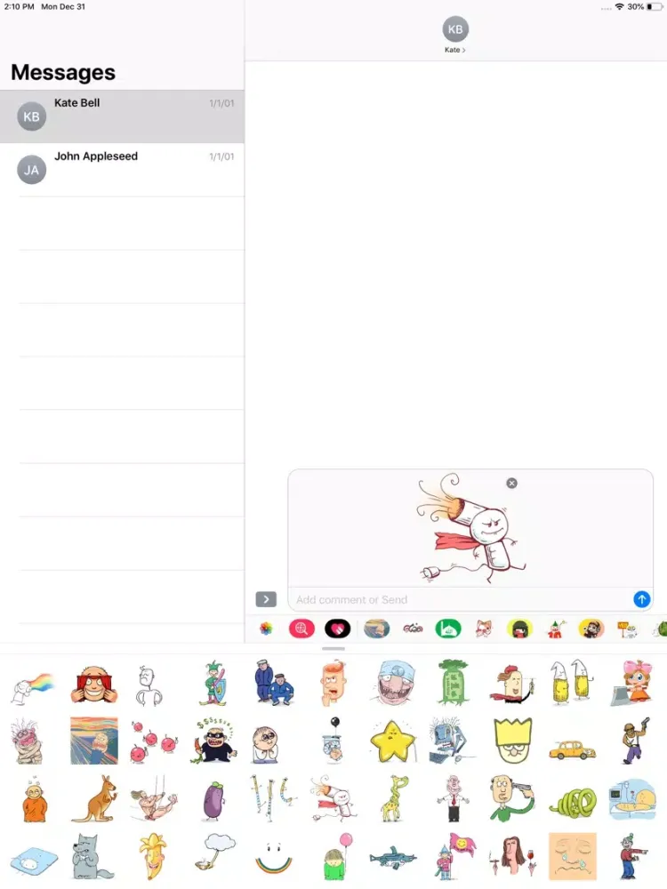 Capturas de tela do Funny Cartoon Sticker iMessage iPad 
