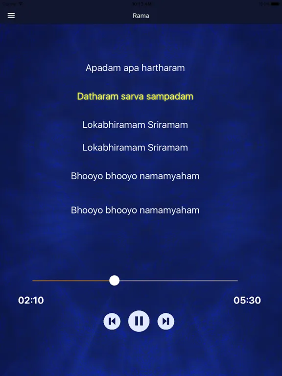 Tangkapan layar Krishna Rama Govinda iPad 