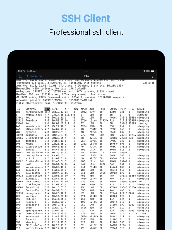 Tangkapan layar Terminux: SSH Client iPad 