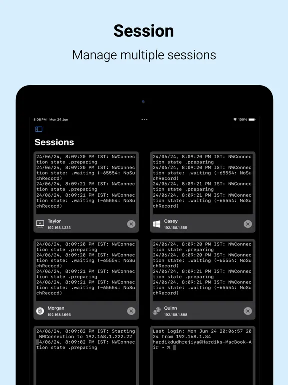 Tangkapan layar Terminux: SSH Client iPad 