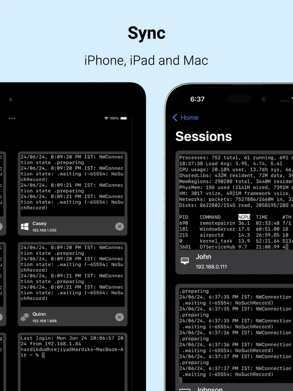 Tangkapan layar Terminux: SSH Client iPad 