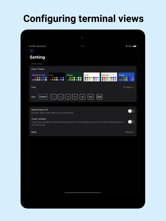 Tangkapan layar Terminux: SSH Client iPad 