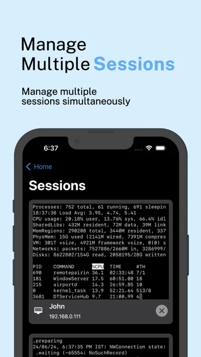 Tangkapan layar Terminux: SSH Client