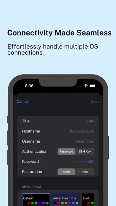 Tangkapan layar Terminux: SSH Client