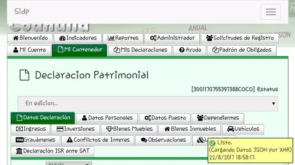 Sidp Coahuila - Declaranet Screenshots