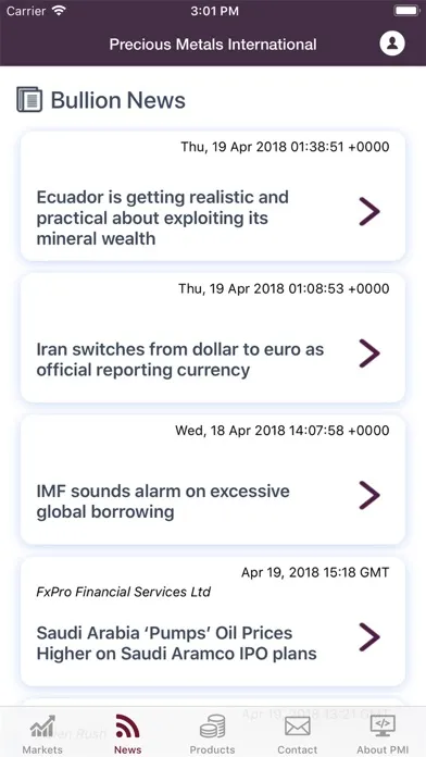 ภาพหน้าจอของ Precious Metals International.