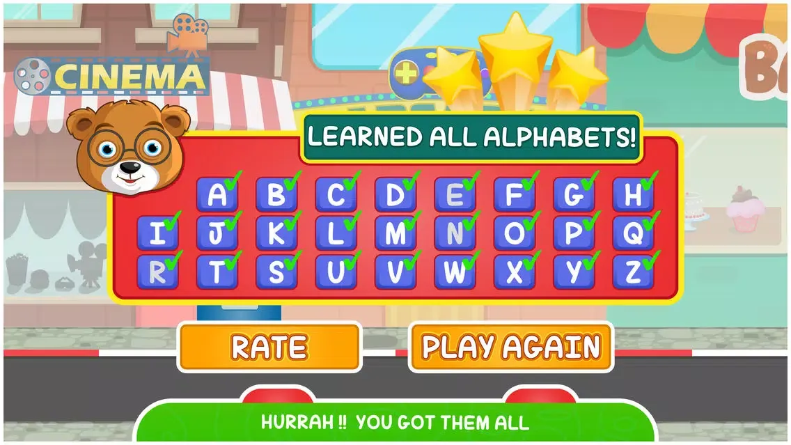 Captures d'écran de ABC Go Skateboard with Bear Free - Alphabets learning game for preschoolers and kids